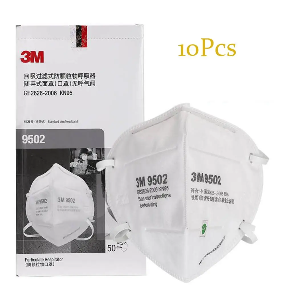 

3M N95 9502 Headloop Disposable Face Mask Bacteria Proof 10Pcs Face Mask Mouth Cover Filter Dustproof Protective Mask White