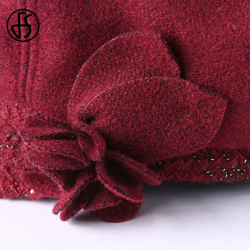 FS Auutmn Winter Octagonal Hat for Women Solid Plain Newsboy Cap Men Ladies Casual Wool Hats Winter Beret Women Painter Caps