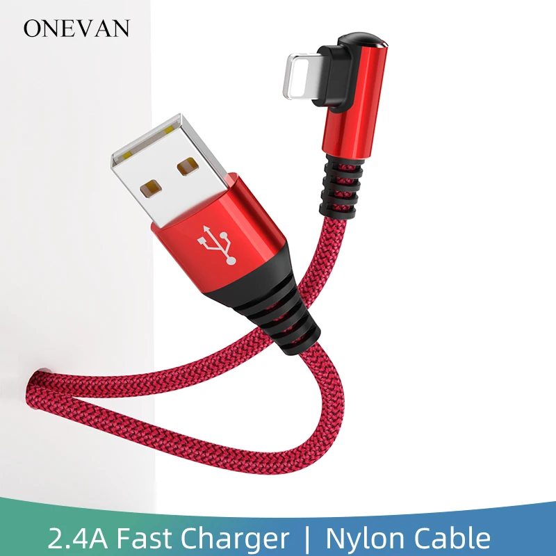 USB кабель OneVan Micro Type C для Iphone Huawei Xiaomi Samsung с разъемом под углом 90 градусов 2 4