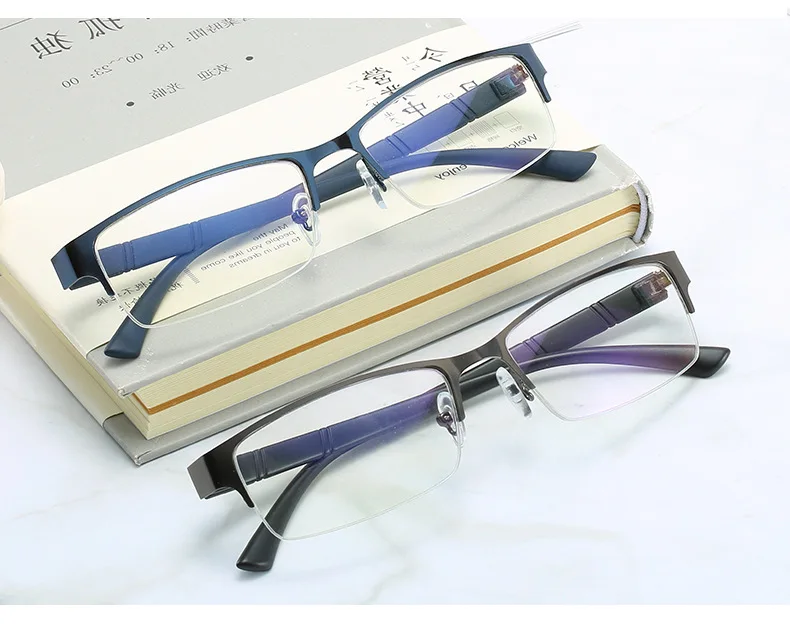 Квадратная половинчатая металлическая рама очки для близоруких унисекс миопия Смола прозрачное зеркало-0,5-1-1,5-2 защитные очки для чтения