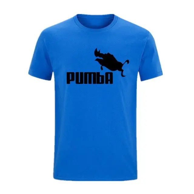 Забавные милые футболки с принтом Homme Pumba, мужские повседневные хлопковые топы с короткими рукавами, крутая футболка, летний Трикотажный костюм, футболка - Цвет: Sapphire-H