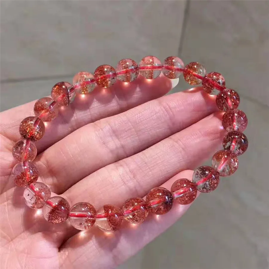 8,2 мм браслеты из натурального Lepidocrocite кварца с кристаллами женские круглые браслеты из бисера супер семь мелодий камень AAAAAA