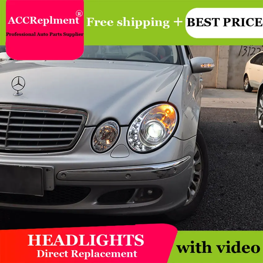 Автомобильный стильный светодиодный головной фонарь для Benz W211 фары 2003-2009 светодиодный фонарь светодиодный drl H7 hid Биксеноновые линзы ближнего света