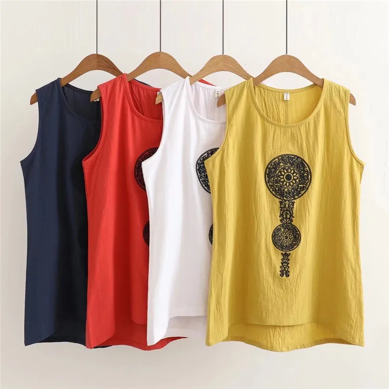 Блузка женская летняя из хлопка и льна|Майки| |