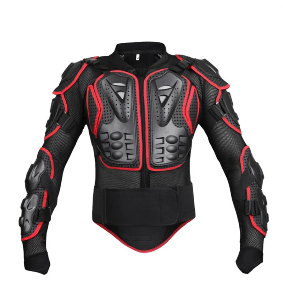 thumbnail image 1 of Chaqueta de motocicleta para carreras, armadura protectora para hombres, ciclismo, ATV, motocross, chaqueta de protección corporal, ropa, equipo de protección, negro/rojo, 1 of 5