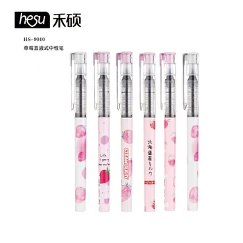 

2 pcs/lot Sweet Strawberry Large Capacity Direct Liquid Roller Ball Pen Quick Dry Smooth Writing School Office Supply Gel Pen