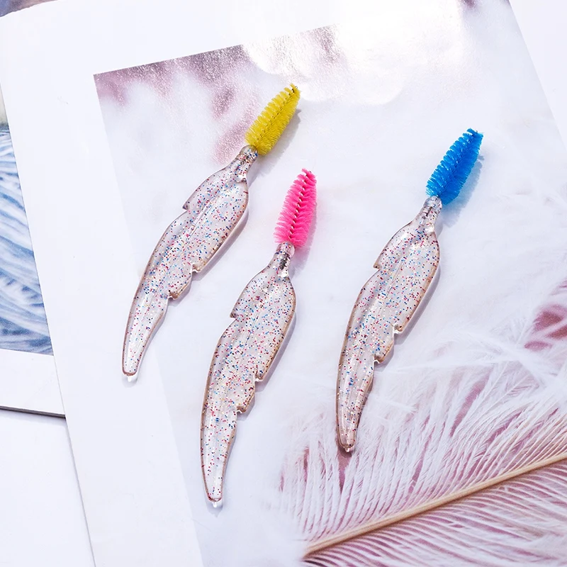 

Stylish Beautiful Feather Shape Handle Eyelash Brush Crystal Shining Lash Brush Eyelash Makeup Tool Cosmetic Brush*