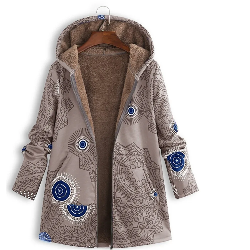 Goede Vrouwen Winter Jas Vrouwen Vrouwelijke Windjack Leren Jas Pluche Jas Warm Uitloper Bloemenprint Capuchon Zakken Vintage Jassen