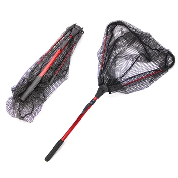 

Triangular Fishing Net Foldable Landing Net with Telescoping Pole Handle Durable Mesh Safe Catch and Release Net Fishing Tackles
