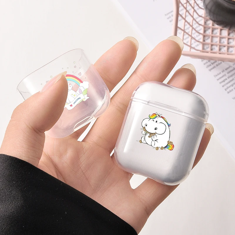 Портативный Airpods чехол беспроводной Единорог милый модный популярный прозрачный наушники прекрасная пара защитные наушники Забавный чехол
