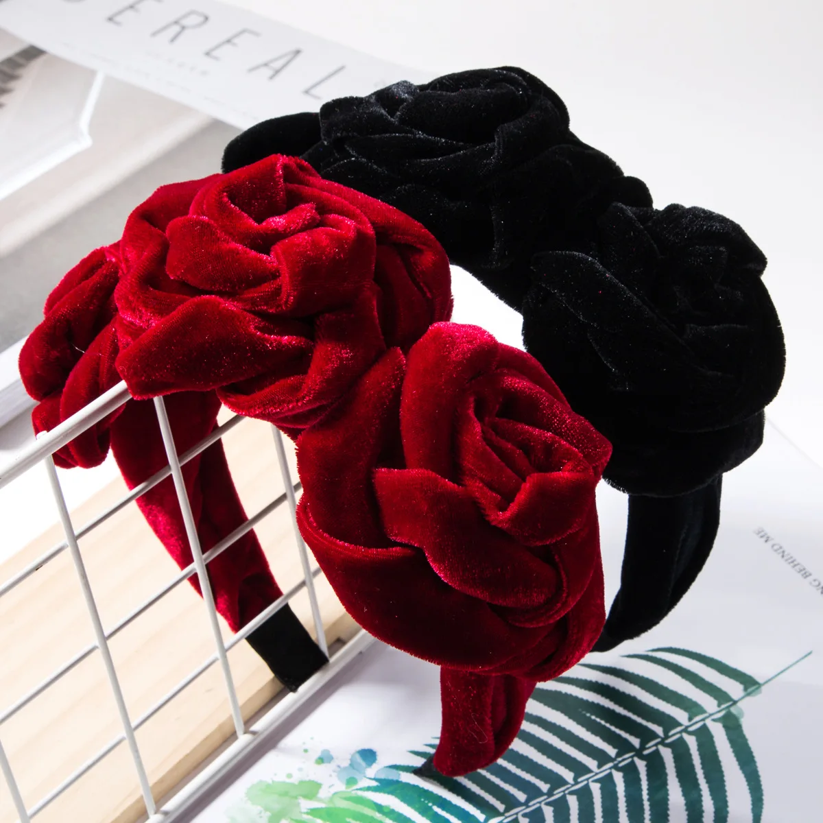 Women Hair Accessory Boho Big Flower Velvet Headband hair accessory jewelry accessories