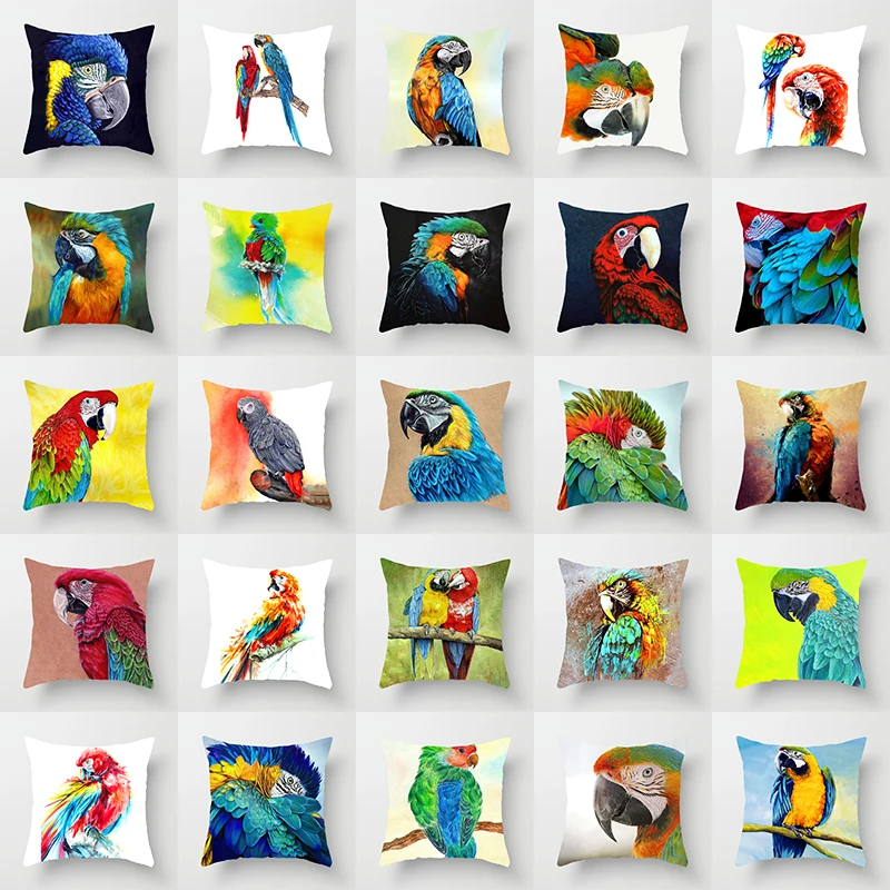 

Home Decor cushion cover Pretty parrot housse de coussin cojines decorativos funda cojin pillow case Throw Polyester kussensloop