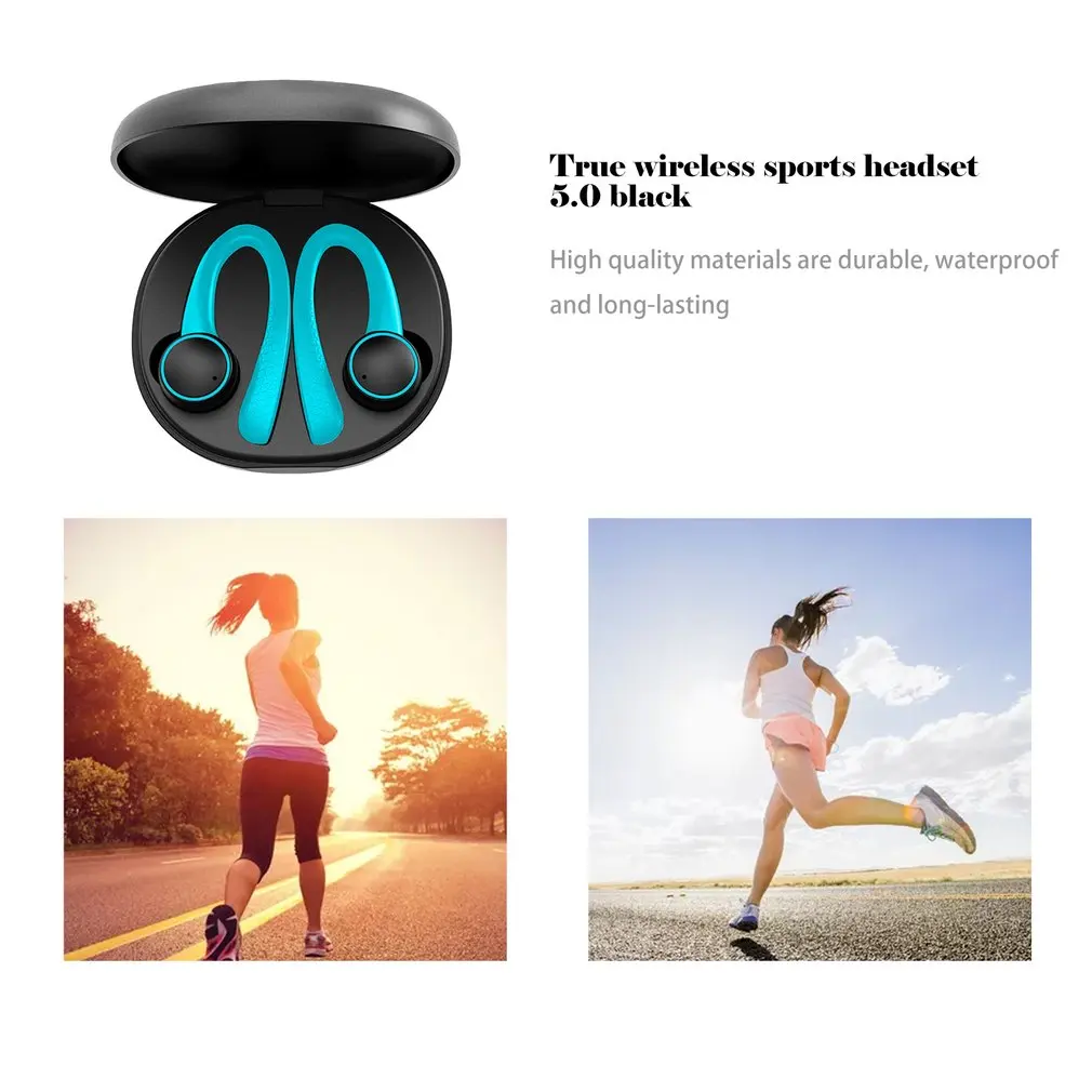 TWS 5,0 Bluetooth наушники для iphone для Xiaomi Беспроводные наушники с микрофоном спортивные ушные крючки для бега шумоподавление гарнитуры