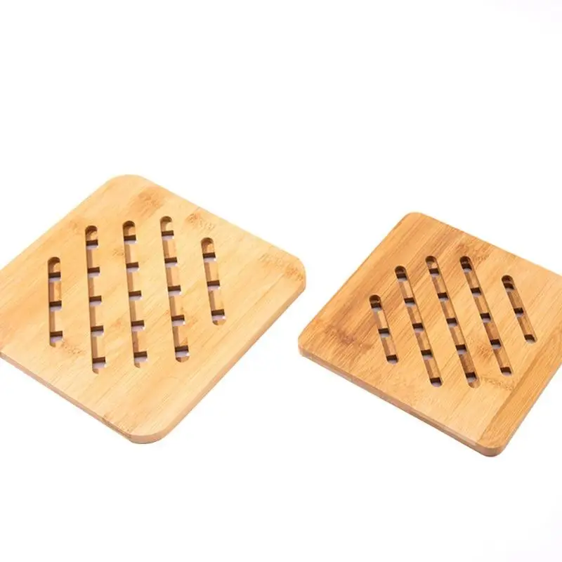 Bamboo Hollow Table Mats Anti Slip Pot Bowl Coaster Insulation Pad Home Kitchen Gadgets Tea Cup Mat Trays Coaster Kitchen Supply