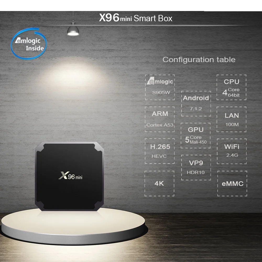 X96 мини Amlogic S905W Android 7 1 4K ТВ коробка 4 ядра 2G16G с 2 4G Wi Fi Поддержка Youtube Netflix игра Спорт