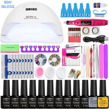 Полный набор для маникюра с лампа набор для ногтей 8/54/36W УФ-светодиодный светильник для нейл-арта, набор 10 шт 8 мл УФ набор гель-лаков для ногтей инструменты для ногтей комплект