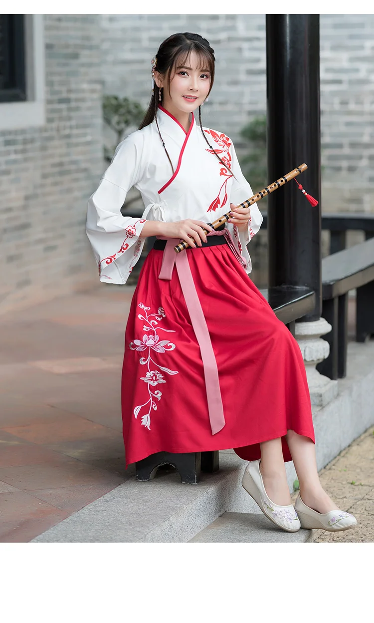 Традиционная китайская одежда для женщин Hanfu платье феи древняя династия Хань костюмы принцессы Национальный сценический народный танец одежда DN4145
