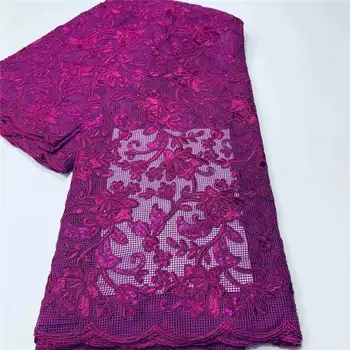 

African Lace Fabric 2020 Embroidery Nigerian Beads Lace Fabric.High Quality Stones French Tulle Lace Fabric For Women ! YL92132