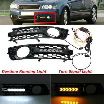 

Car accessries DRL Lamp Turn Signal Flowing LED Mesh Grille Fog Light Decoration Fit for AUDI A4 B6 2001 2002 2003 2004 2005