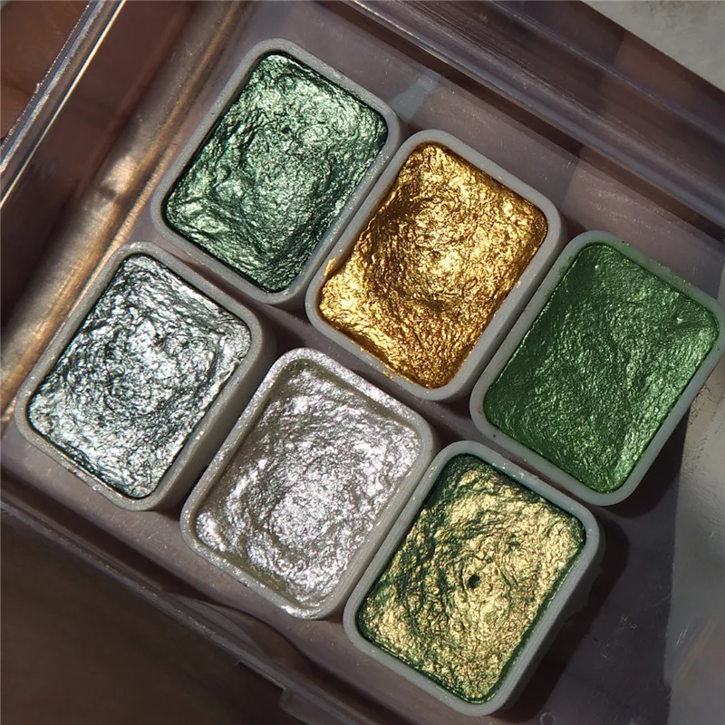 6pcs/box Nail Solid Pigment Watercolor Blue Purple Green Manicure Decor Metallic Draw Smudge Glitter Watercolor Nail Pigment nail pigment nail decoration nail decorations