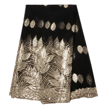 

5 Yards Embroidered African Lace Fabric With Glitter Sequins For Party Dress Formal Wedding Dress 9 Colors