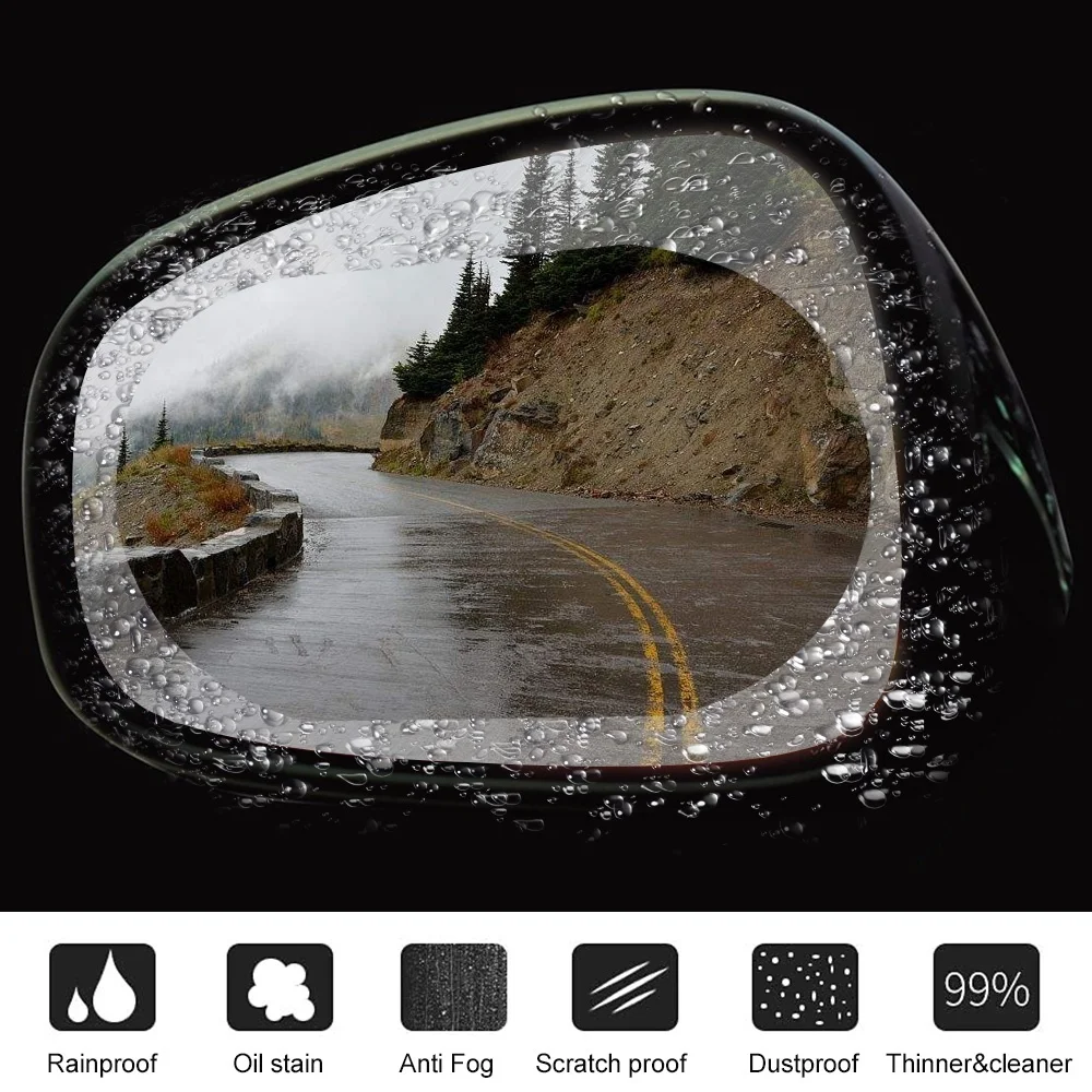 2 шт., автомобильная зеркальная защитная пленка заднего вида, противотуманная, на окно, прозрачная, непромокаемая, на зеркало заднего вида, Защитная мягкая пленка, наклейка
