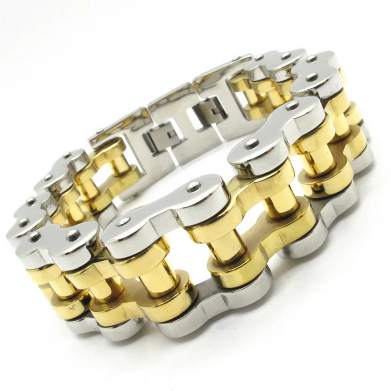 

22mm Huge Heavy Men's Silver color Gold color Motorbiker Chain Bracelet Bangle Stainless Steel Jewelry Gold Supplier