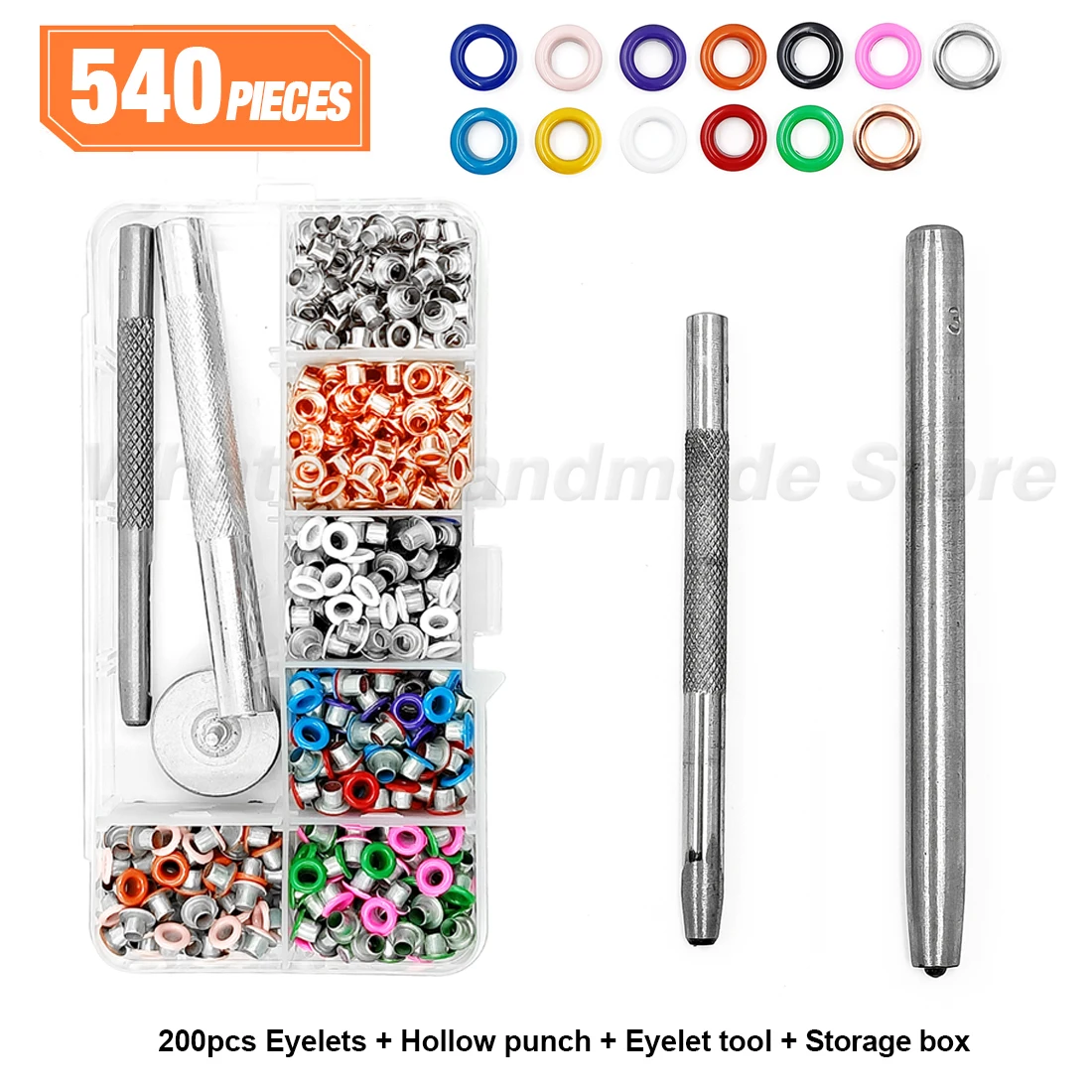540pcs Metal Eyelets Grommets Installer Punch Tool Set Kits Leathercrafts Clothing Shoes Caps Belt Storage Box