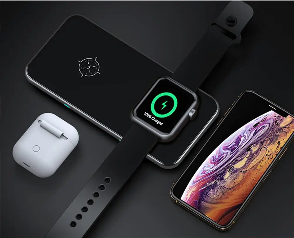 2 в 1 Qi Беспроводное зарядное устройство для samsung S9 S10 iPhone X XS MAX XR 8 Plus для Xiaomi 9 huawei P30 pro 10W Беспроводная зарядка