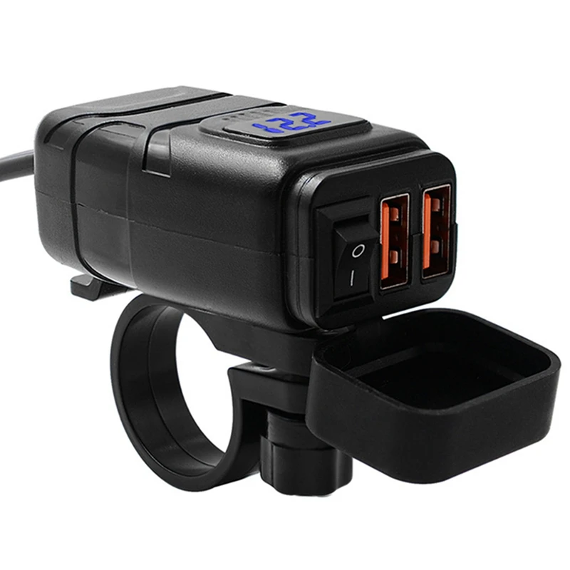 Universial Водонепроницаемый двойной USB 12V мотоцикл зарядное устройство на руль розетка с переключателем и креплениями