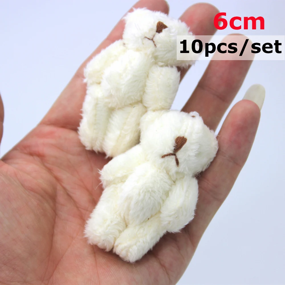 10pc/set  6.0cm Stuffed Teddy Bear DIY mini Joint plush bears Wedding box toy doll Garment & Hair Accessories 10pc round metal push lock closure catch clasp bag tongue buckles leather craft women bag purse handbag shoulder bag accessories