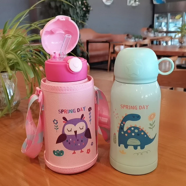 500Ml400 Ml Gyerekek Termosz Bögre Szalmával Rozsdamentes Acélból Doble Vákuum Lombikok Aranyos Termikus Vizes Palack Tumbler Thermocup - Image 2