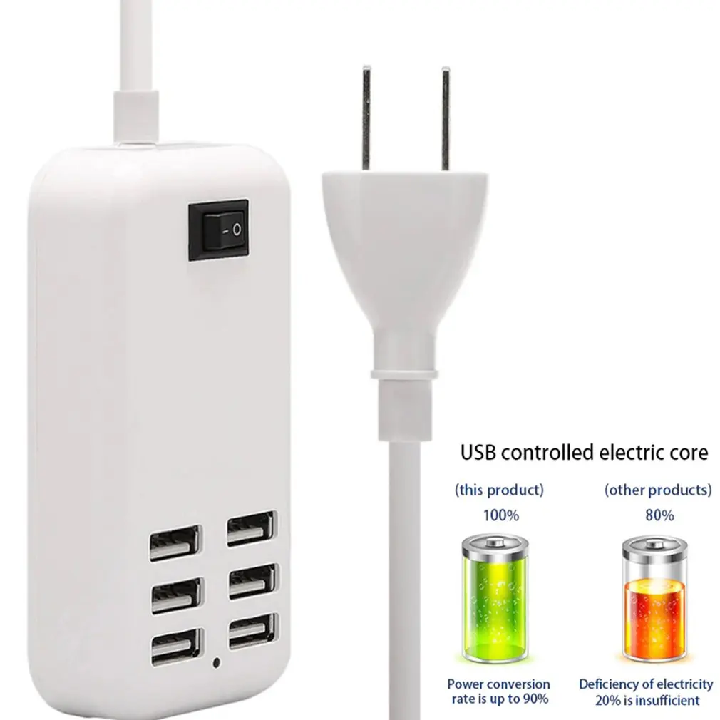 6 портов USB Настольная многофункциональная быстрая настенная зарядная станция AC адаптер питания зарядное устройство умная быстрая зарядная станция