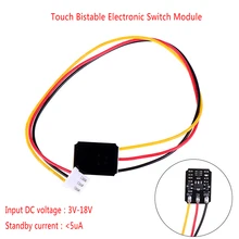 Módulo eletrônico bistable do interruptor do toque do mini interruptor do toque relé conduzido 5v para o vidro acrílico cerâmico dc 3 v-18 v 12 v 2a do toque capacitivo