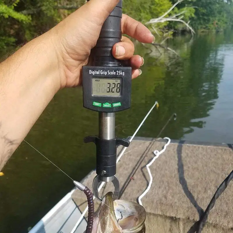 Digital Fish Gripper 25Kg/55Lb Portable Electronic Control Fish Lip Tackle Grabber Tool Fishing Grip Holder Stainless Weight Dig