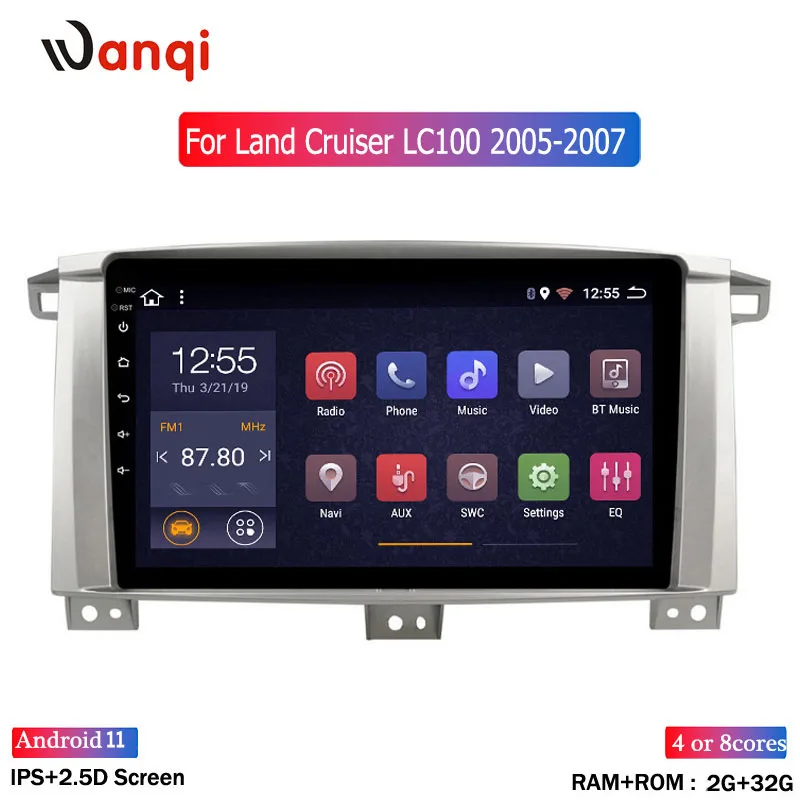 Автомобильный GPS-навигатор Android 11 2 + 32 ГБ для Toyota Land Cruiser 100 GX LC | Автомобили и