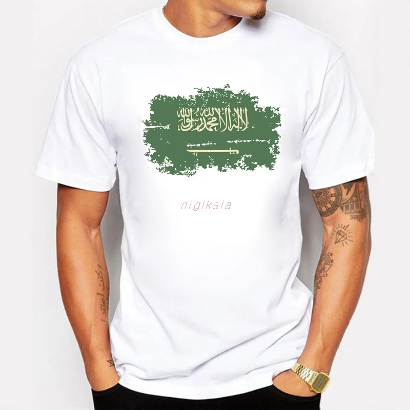 

New Summer Saudi Arabia Flag T shirts For Men Fashion Casual Nostalgic Saudi Arabia Flag Style Rio Games Cheer Tops & Tees