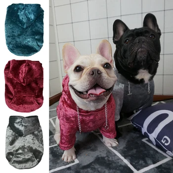 

Pet Velvet Winter Hooded Sweatshirt For Dogs Puppy Coat Shiny 2 Legged Long Sleeve Shirt For Cold Weather