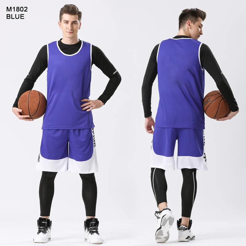 M1802 blue 4 шт./компл. зима баскетбольная майка Джерси с Компрессионные колготки мужские спортивные колготки спортивные трикотажные баскетбольные рубашка Фитнес тренировки комплект - Цвет: M1802 blue