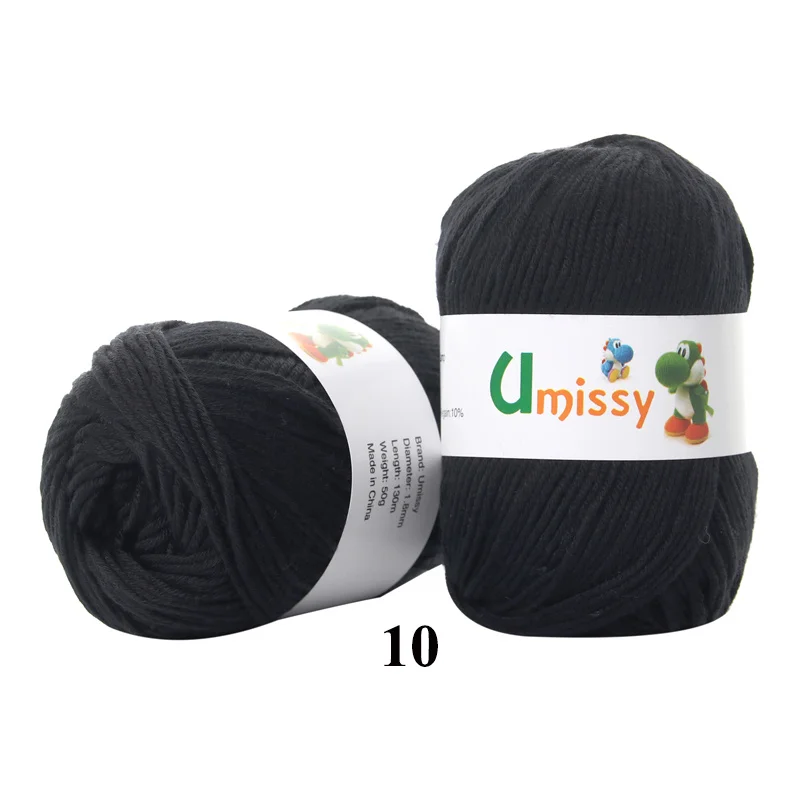10 Black 10pcs Пряжа для вязания шарф Мягкий Шелк Волокна Кашемира Шерстяной Пряжи Для Детей Экологичный Окрашенные Детские Пряжа Для Вязания 60 Цветов 10 Шаров 500 г/лот - Цвет: 10 Black 10pcs