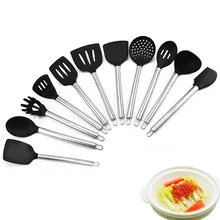 Нержавеющая сталь ручка силикагель Кухня посуда Пособия по кулинарии 10 шт. силиконовая ложка-сито ложка для макарон к высоким температурам