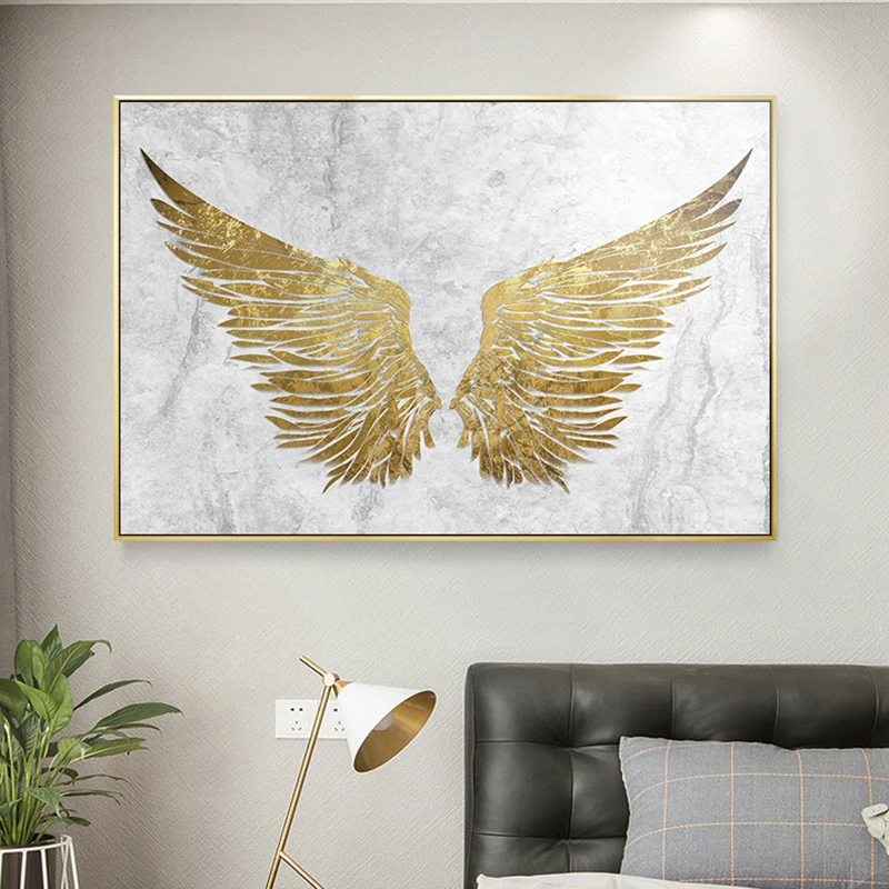 RELIABLI арт абстракцией золотыми крыльями фотографии холст картины Wall ART Для