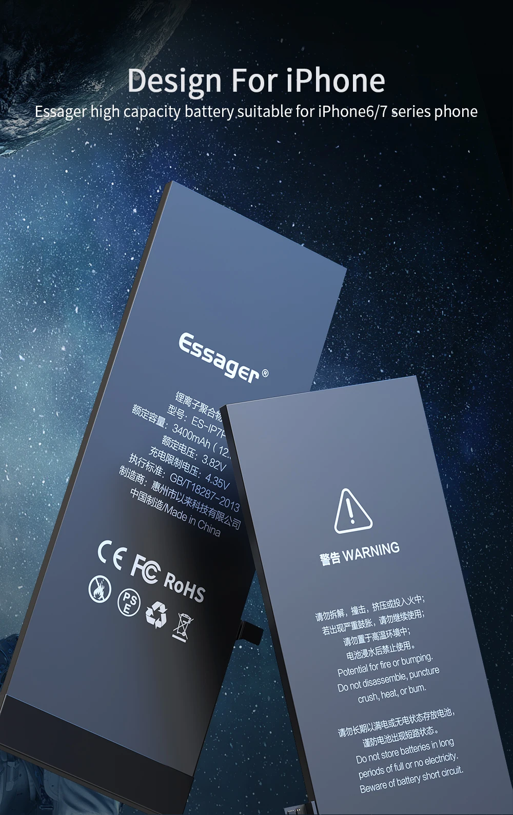 Аккумулятор мобильного телефона Essager для iPhone 6, 7, 6s Plus, высококачественный сменный аккумулятор, внутренний аккумулятор для iPhone 7 Plus, 6 Plus