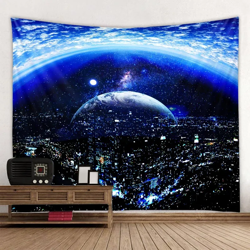 

Starry sky universe tapestry astronaut ocean psychedelic wall hanging bohemian hippie home decoration beach towel yoga blanket