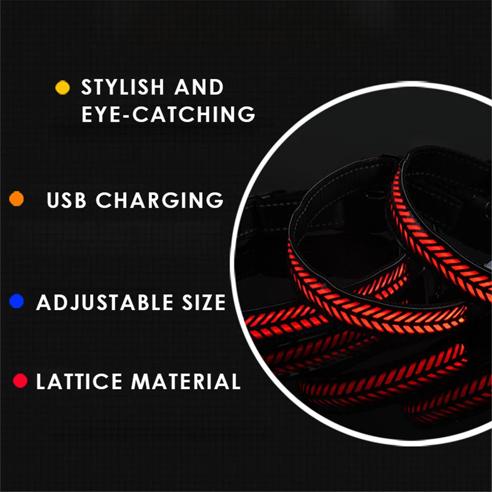 Adjustable Length Usb зарядка ошейник для собак Светодиодный светильник Электрический поводок для домашних животных бегущий ремень безопасности анти-потеря шейный ремень, рыба узор кости - Цвет: Adjustable Length