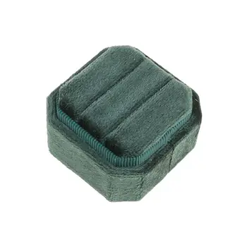 

Velvet Double Ring Box Octagon Wedding Ceremony Ring Box with Detachable Lid N58F