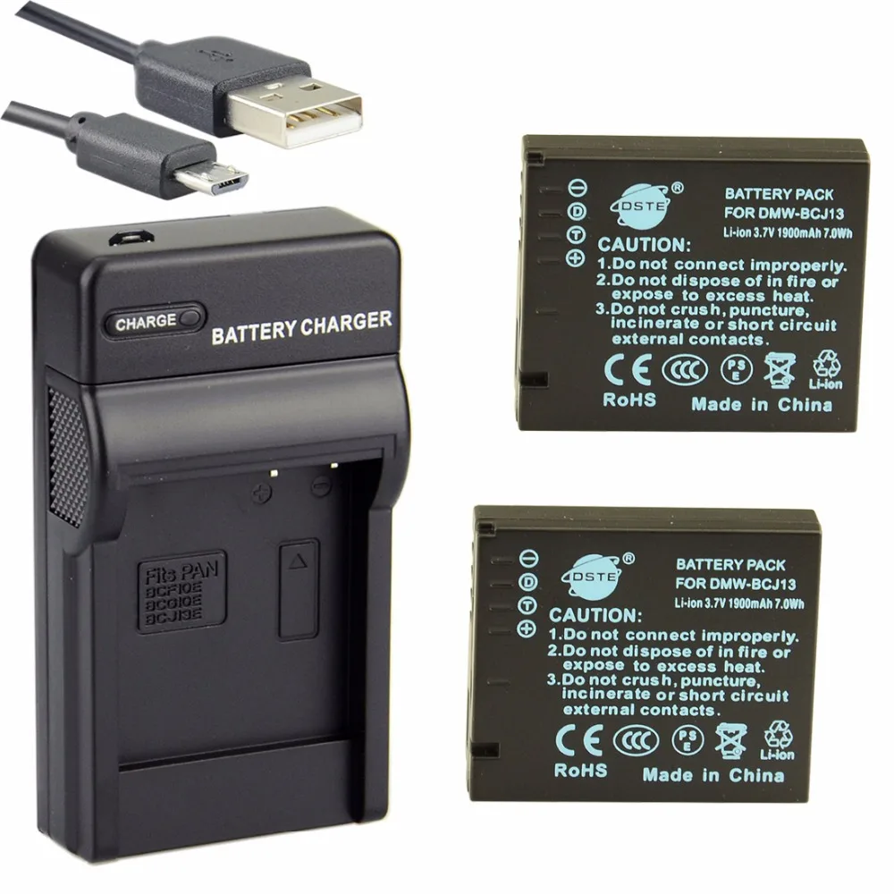 2Battery1USBCharger 3 шт. 1900 мАч 3,7 V DMW-BCJ13 DSTE полный декодировать Камера Батарея двойной Зарядное устройство для цифрового фотоаппарата Panasonic для Leica D-LUX5 BP-DC10-E D-LUX6 D-LUX7 - Цвет: 2Battery1USBCharger