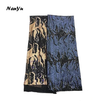 

NanYu Classical Design Polyester Knitted Sequin African Embroidered Fabric