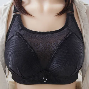 

Plus Size Bra Big Cup For Women Wire Free Full Coverage Soft Comfort Thin Black Sexy Underwear Bra For Big Breast Fat Breast New
