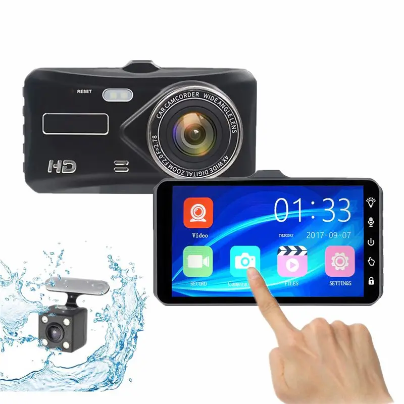 4 дюйма Ips Двойной объектив Автомобильный видеорегистратор Fhd 1080P приборная панель камера 170 градусов для транспорта вождения Dvr рекордер g-сенсор парковки монитор Wd